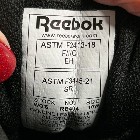 Reebok Work Hi-Top Sneakers Non-metal Safety Composite Toe RB494 Black Women 10W - Picture 8 of 9